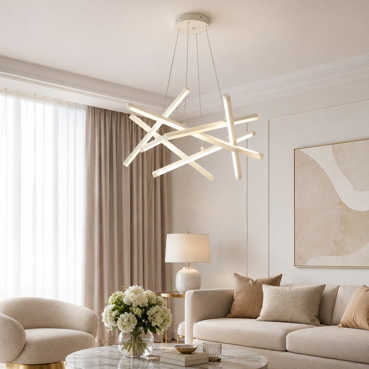 Modern Geometric Ceiling Light Hanging LED Fixture with Acrylic Shade and Adjustable Color Temperature