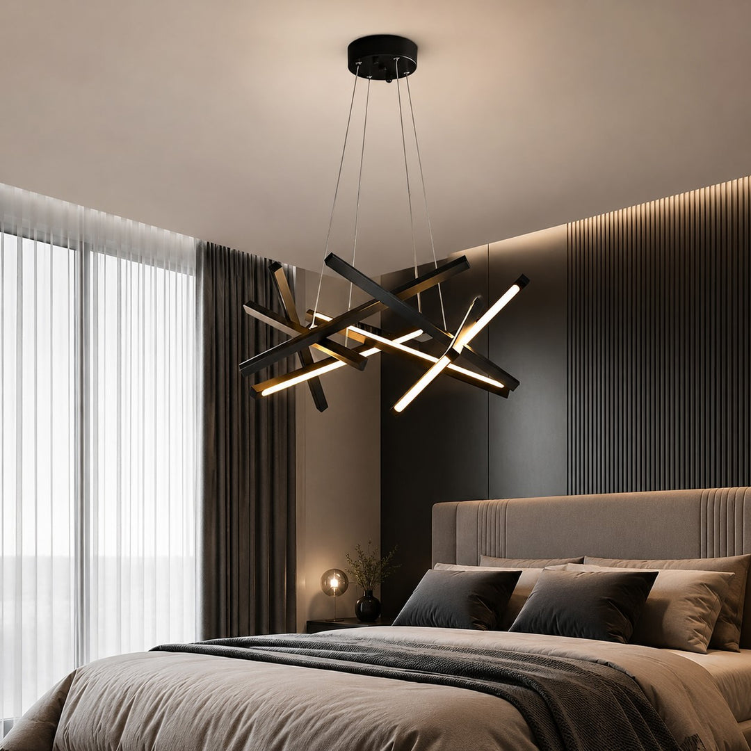 Modern Geometric Ceiling Light Hanging LED Fixture with Acrylic Shade and Adjustable Color Temperature