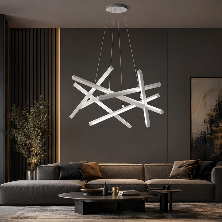Modern Geometric Ceiling Light Hanging LED Fixture with Acrylic Shade and Adjustable Color Temperature