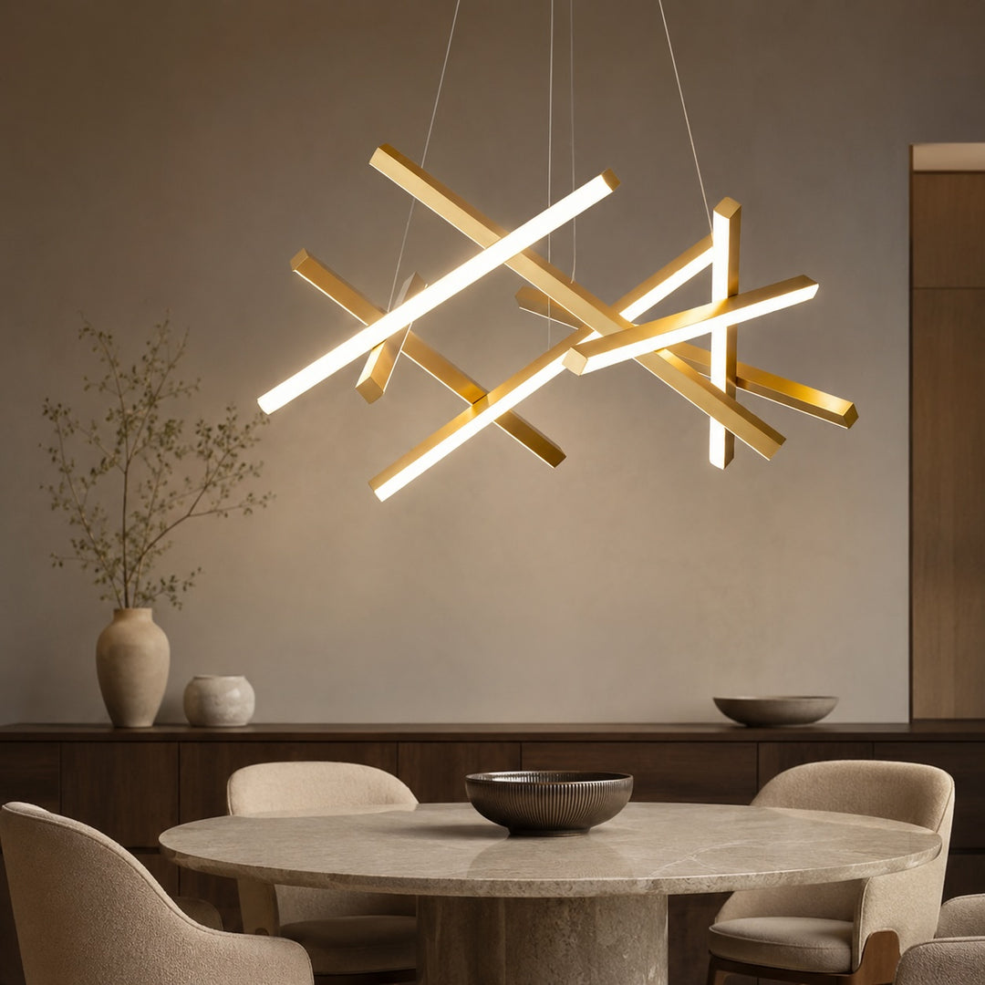Modern Geometric Ceiling Light Hanging LED Fixture with Acrylic Shade and Adjustable Color Temperature