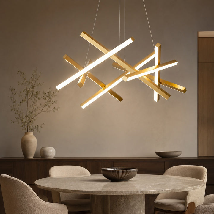 Modern Geometric Ceiling Light Hanging LED Fixture with Acrylic Shade and Adjustable Color Temperature