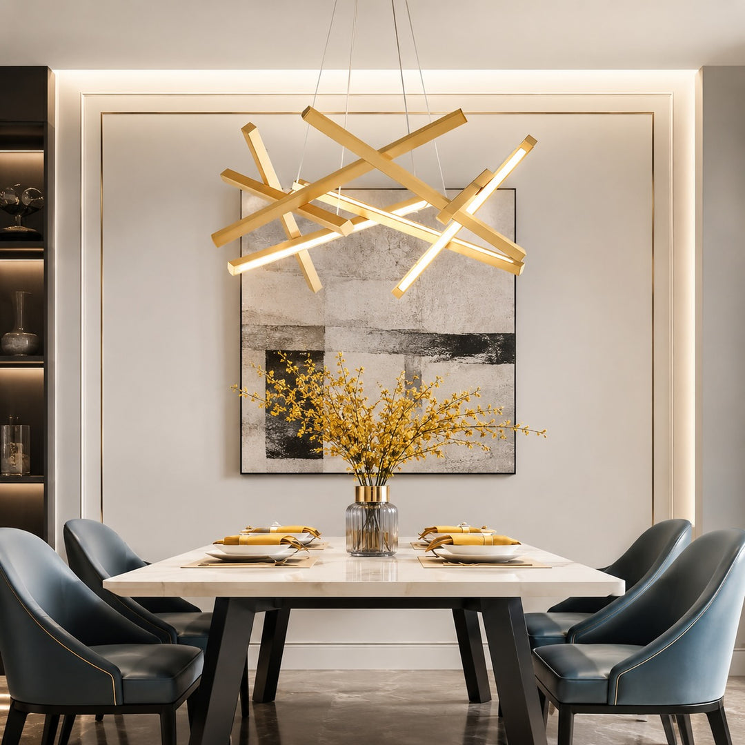 Modern Geometric Ceiling Light Hanging LED Fixture with Acrylic Shade and Adjustable Color Temperature