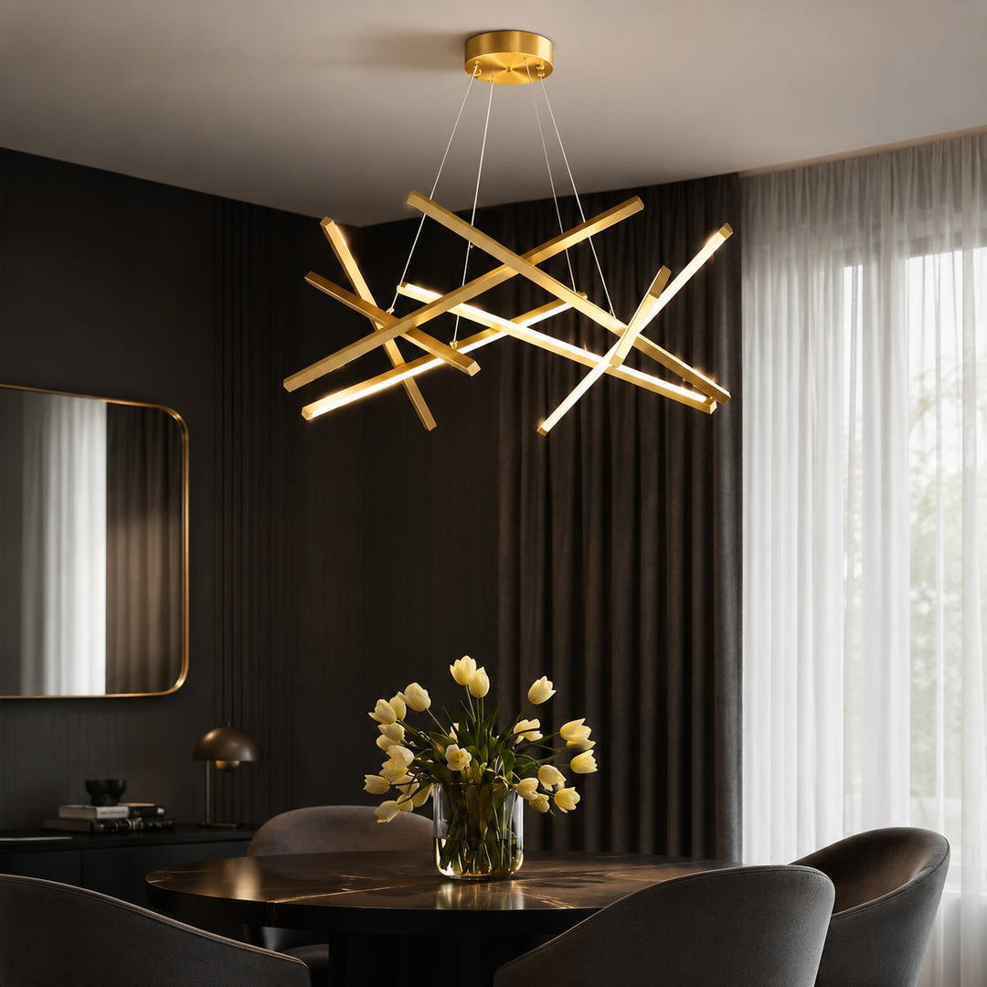 Modern Geometric Ceiling Light Hanging LED Fixture with Acrylic Shade and Adjustable Color Temperature