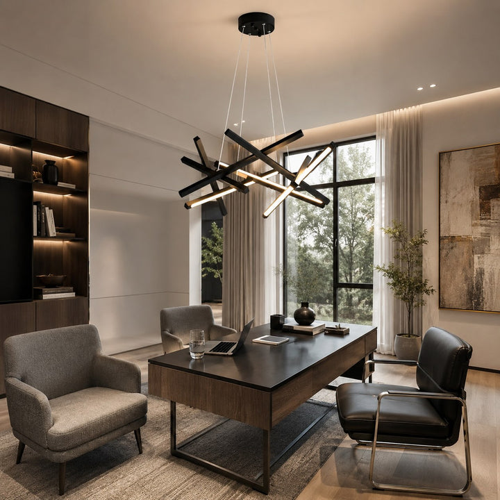 Modern Geometric Ceiling Light Hanging LED Fixture with Acrylic Shade and Adjustable Color Temperature