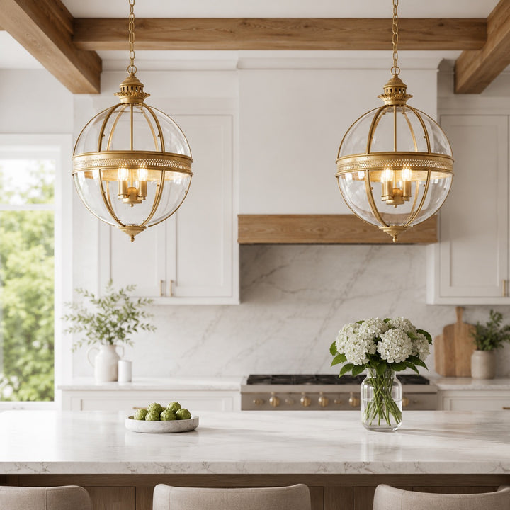 Modern Glass Pendant Light Hanging Fixture Adjustable Height LED for Kitchen Dining