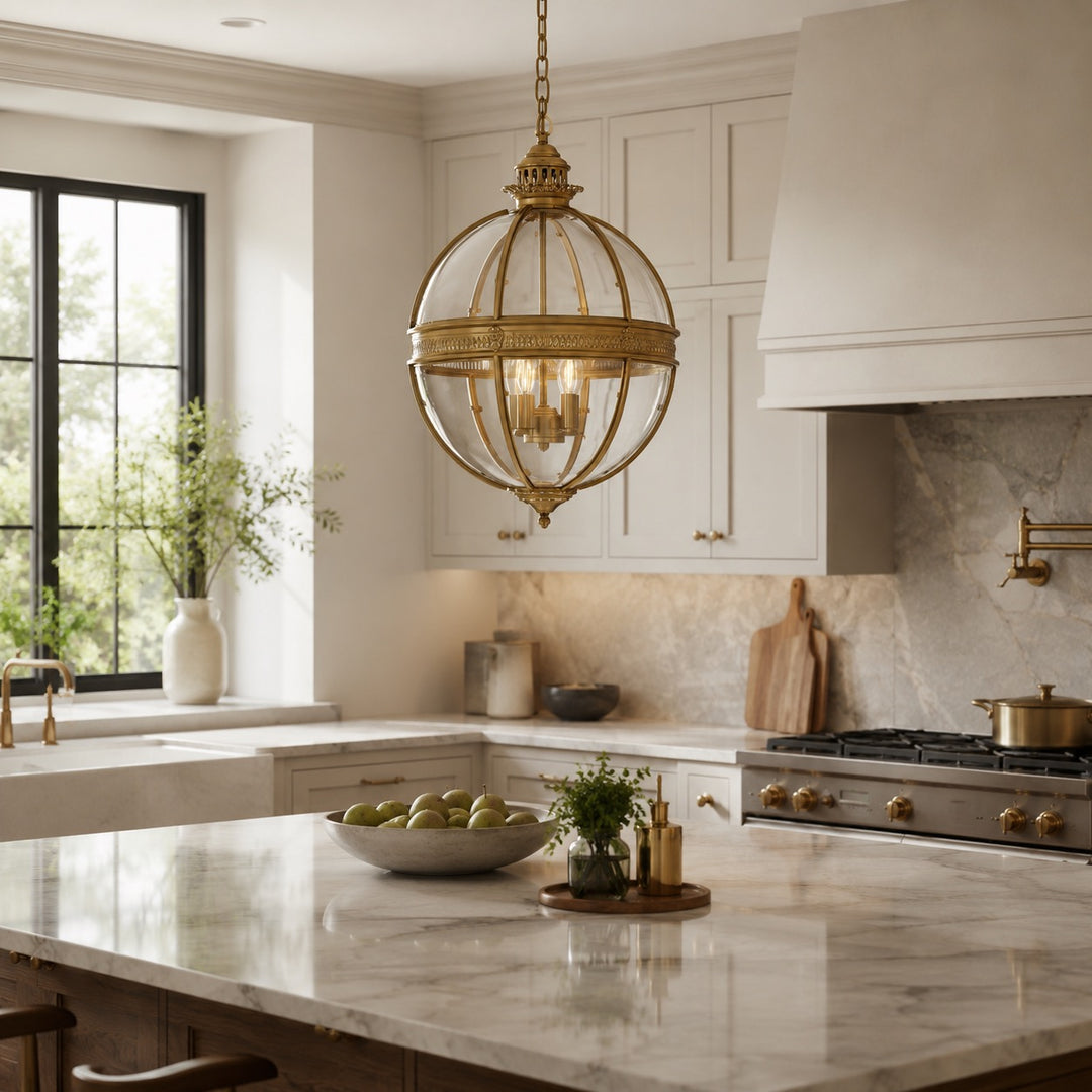 Modern Glass Pendant Light Hanging Fixture Adjustable Height LED for Kitchen Dining