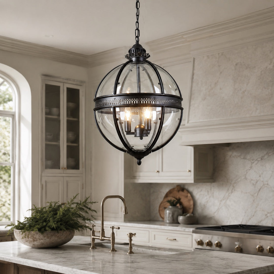 Modern Glass Pendant Light Hanging Fixture Adjustable Height LED for Kitchen Dining