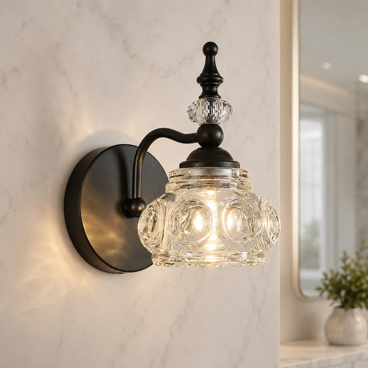 Contemporary Wall Sconce Lighting Iron and Glass Wall Light Adjustable for Bathroom Vanity