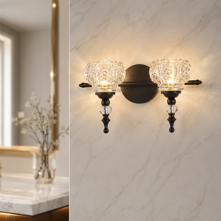 Contemporary Wall Sconce Lighting Iron and Glass Wall Light Adjustable for Bathroom Vanity