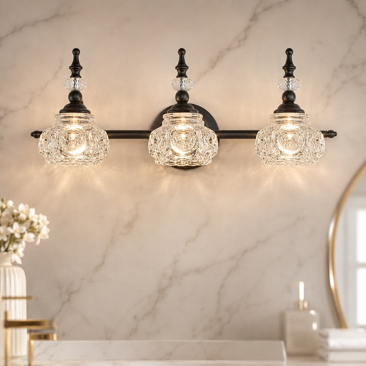 Contemporary Wall Sconce Lighting Iron and Glass Wall Light Adjustable for Bathroom Vanity