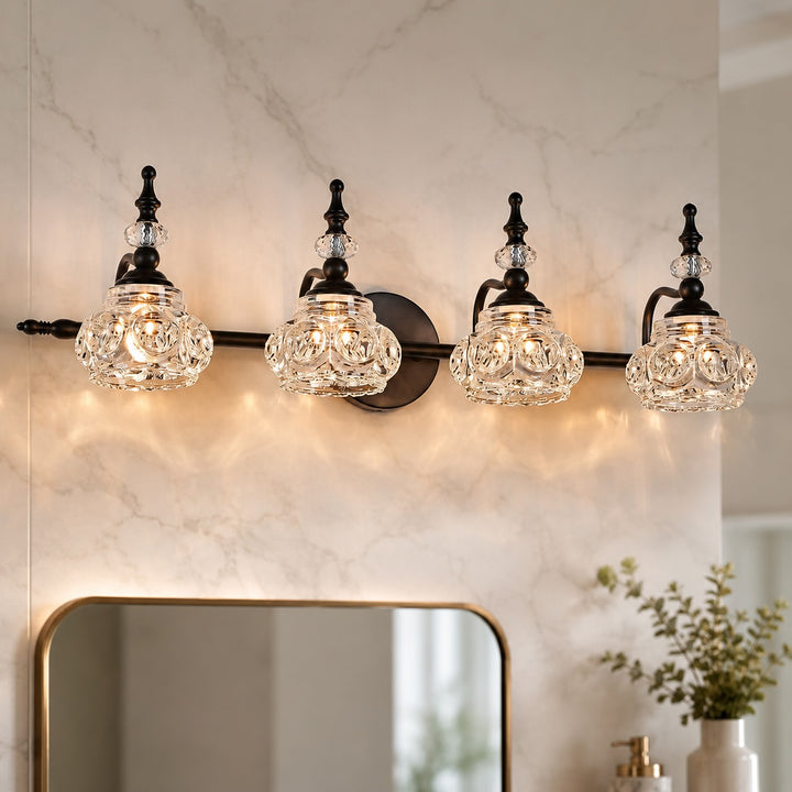 Contemporary Wall Sconce Lighting Iron and Glass Wall Light Adjustable for Bathroom Vanity