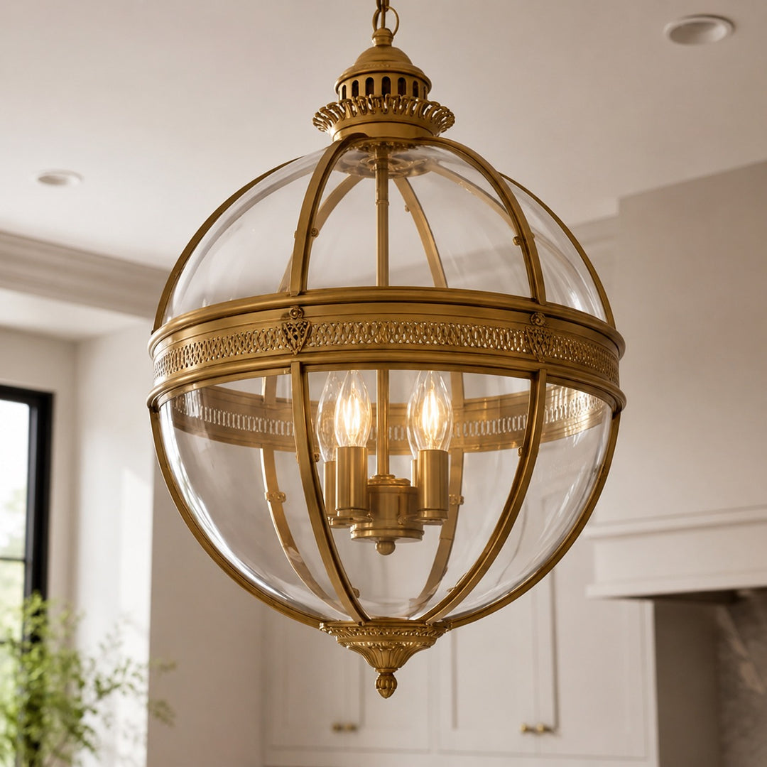 Modern Glass Pendant Light Hanging Fixture Adjustable Height LED for Kitchen Dining