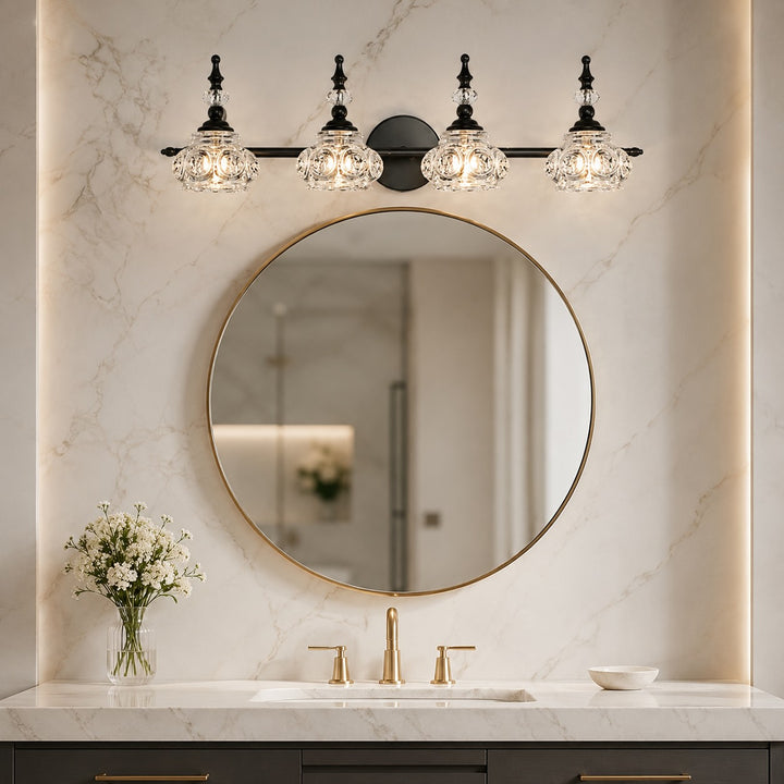 Contemporary Wall Sconce Lighting Iron and Glass Wall Light Adjustable for Bathroom Vanity