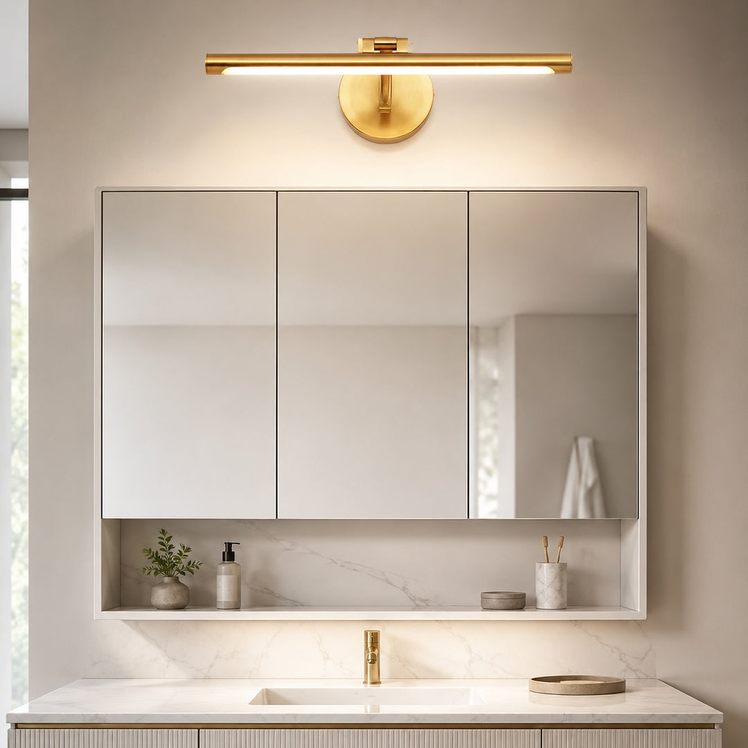 Modern Minimalist Wall Sconce Light Wall Mounted Copper Acrylic LED Bathroom Vanity Lamp
