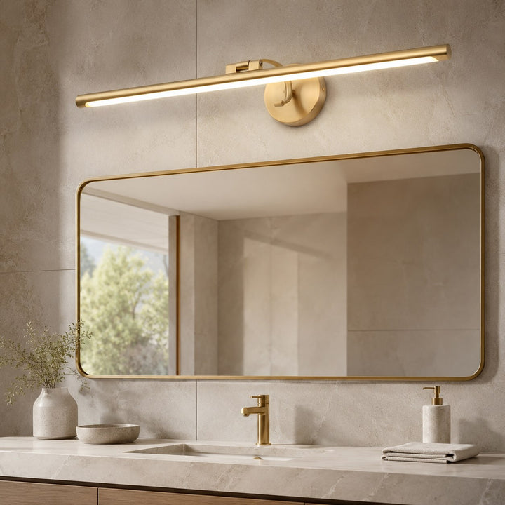 Modern Minimalist Wall Sconce Light Wall Mounted Copper Acrylic LED Bathroom Vanity Lamp