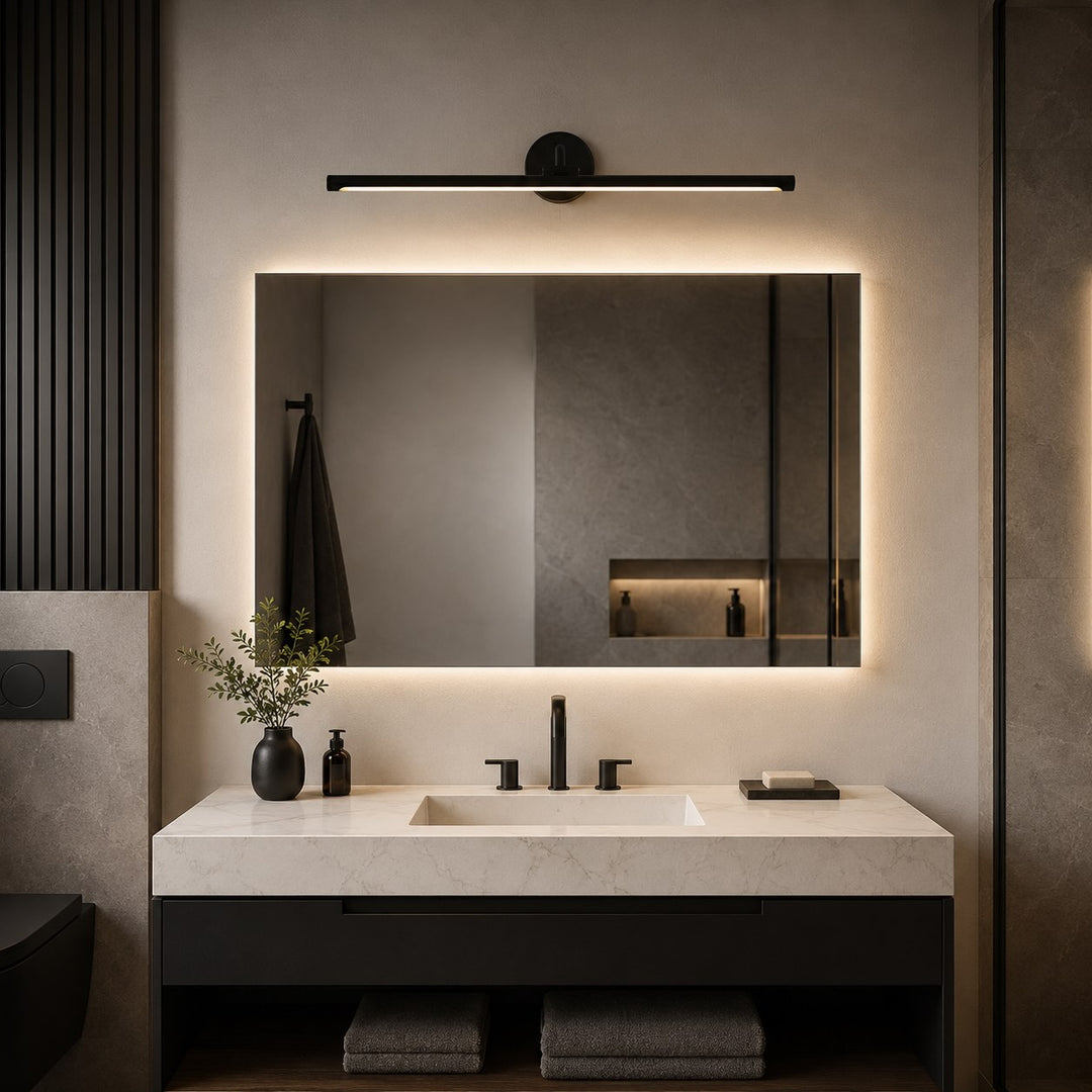 Modern Minimalist Wall Sconce Light Wall Mounted Copper Acrylic LED Bathroom Vanity Lamp