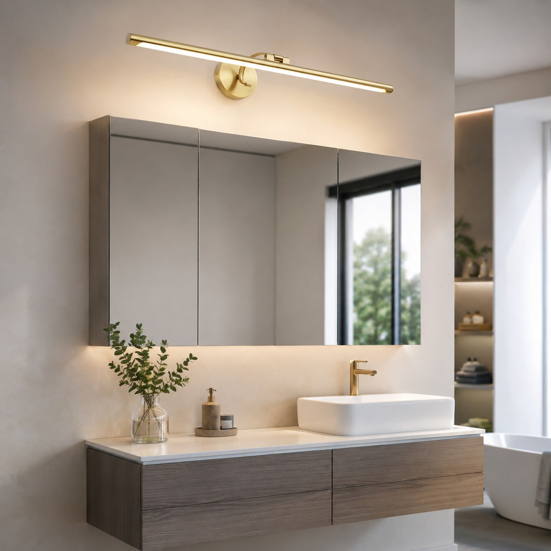 Modern Minimalist Wall Sconce Light Wall Mounted Copper Acrylic LED Bathroom Vanity Lamp