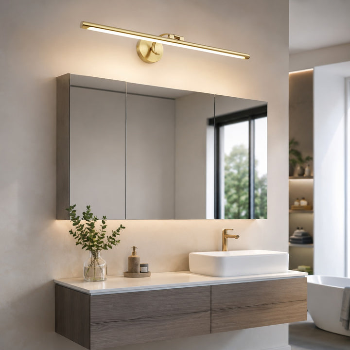 Modern Minimalist Wall Sconce Light Wall Mounted Copper Acrylic LED Bathroom Vanity Lamp