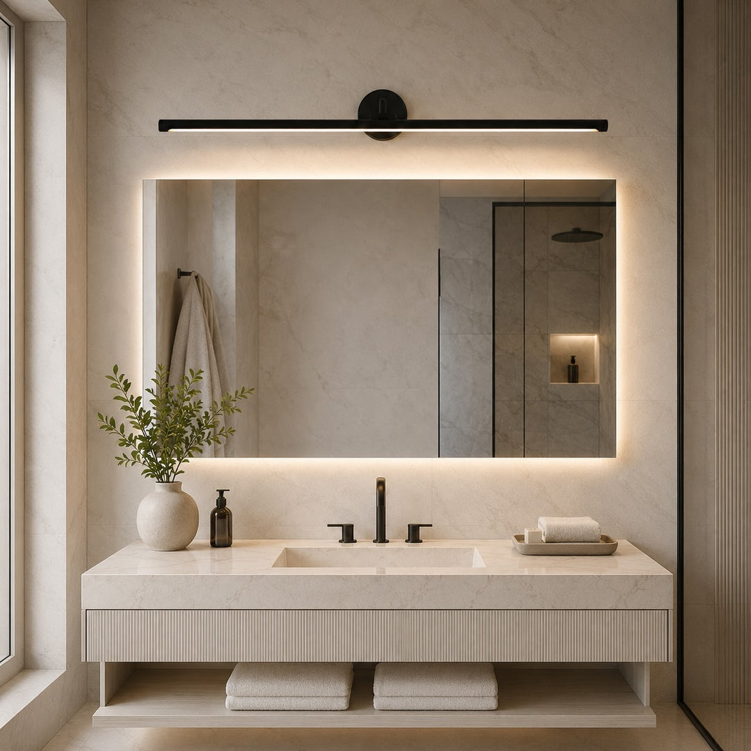 Modern Minimalist Wall Sconce Light Wall Mounted Copper Acrylic LED Bathroom Vanity Lamp