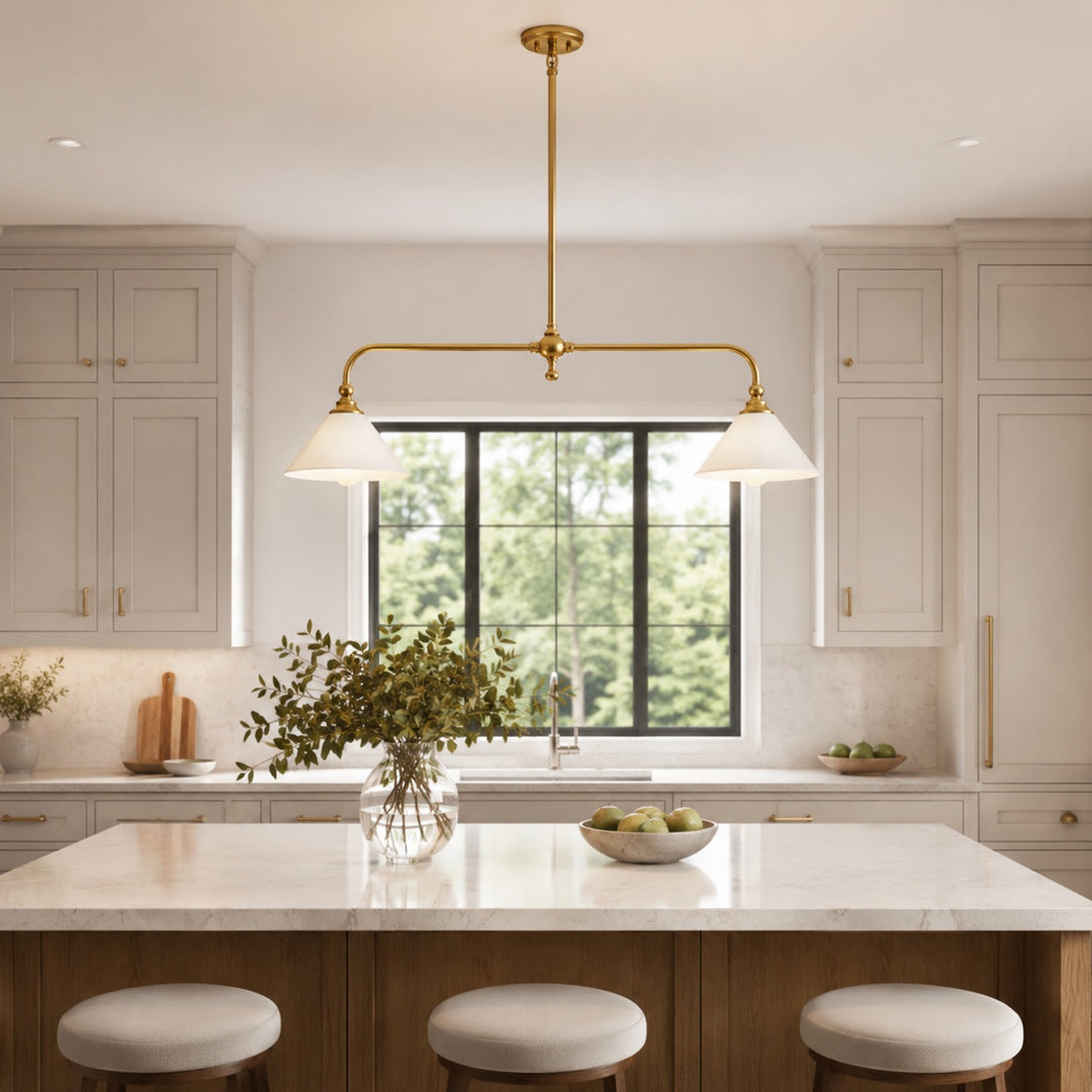 Modern Glass Pendant Light Hanging Fixture Adjustable Height LED Black Metal Shade