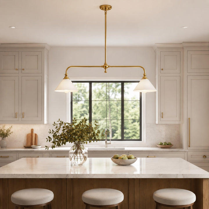 Modern Glass Pendant Light Hanging Fixture Adjustable Height LED Black Metal Shade