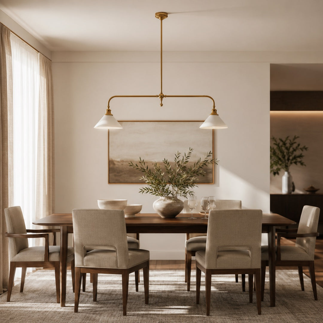 Modern Glass Pendant Light Hanging Fixture Adjustable Height LED Black Metal Shade
