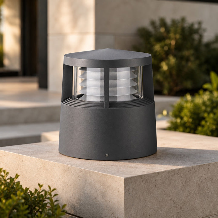 Modern Solar Garden Lights LED Bollard Light Ground Mounted Aluminum Waterproof 18W 3000K Warm White