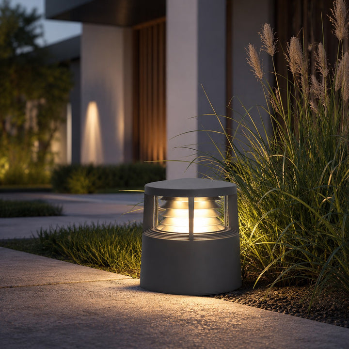 Modern Solar Garden Lights LED Bollard Light Ground Mounted Aluminum Waterproof 18W 3000K Warm White