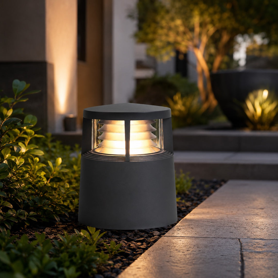 Modern Solar Garden Lights LED Bollard Light Ground Mounted Aluminum Waterproof 18W 3000K Warm White