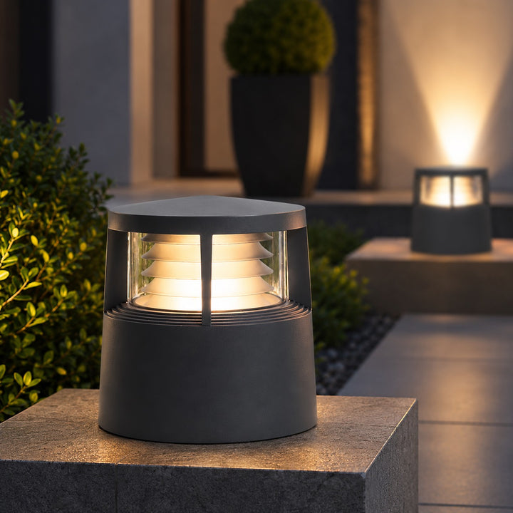 Modern Solar Garden Lights LED Bollard Light Ground Mounted Aluminum Waterproof 18W 3000K Warm White