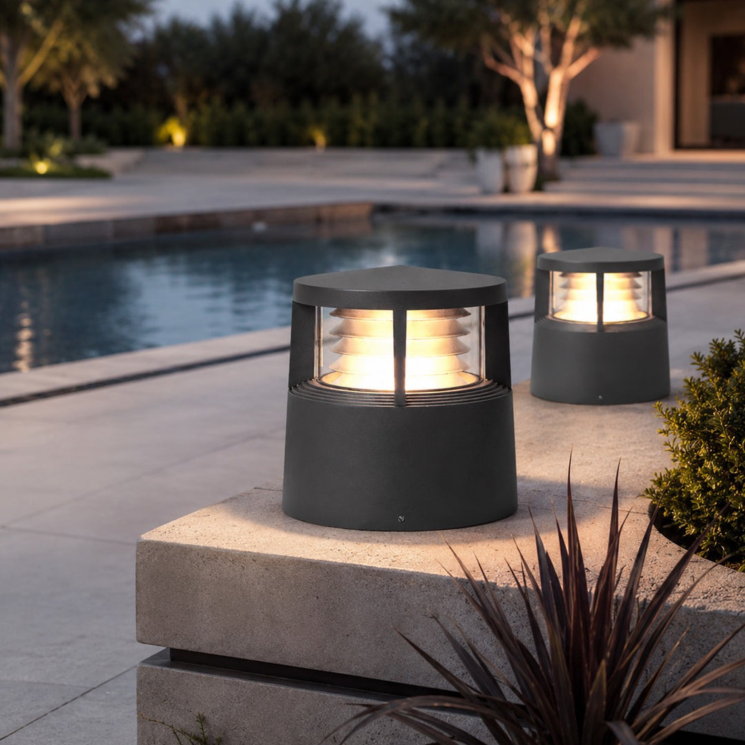 Modern Solar Garden Lights LED Bollard Light Ground Mounted Aluminum Waterproof 18W 3000K Warm White