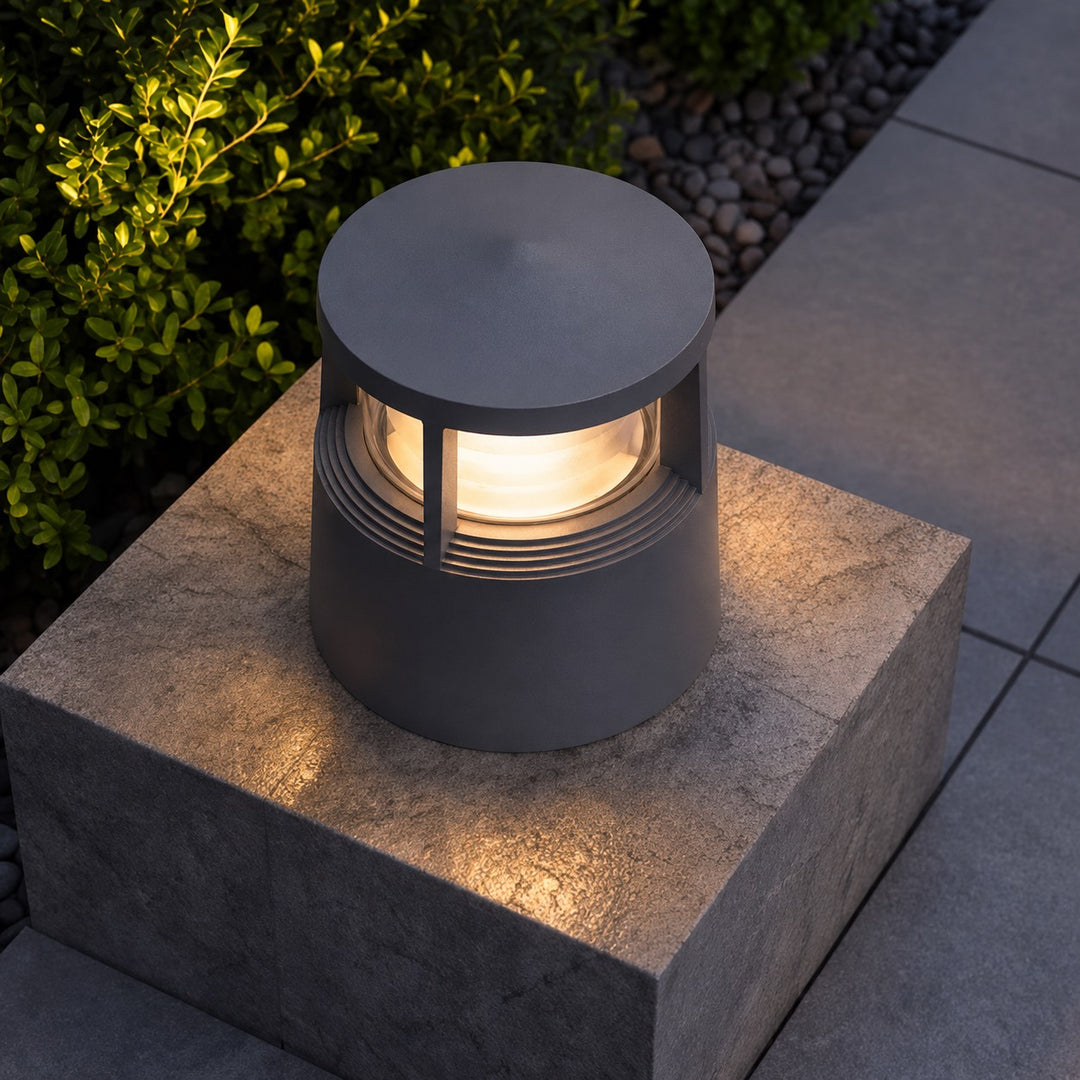 Modern Solar Garden Lights LED Bollard Light Ground Mounted Aluminum Waterproof 18W 3000K Warm White