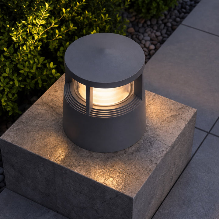 Modern Solar Garden Lights LED Bollard Light Ground Mounted Aluminum Waterproof 18W 3000K Warm White