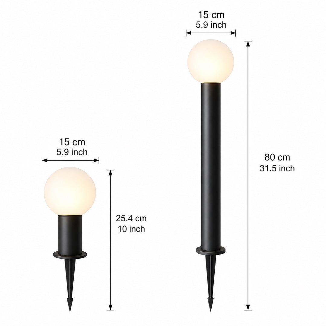 Modern Round Bollard Light LED Waterproof Black Metal Ground Mounted Outdoor Fixture