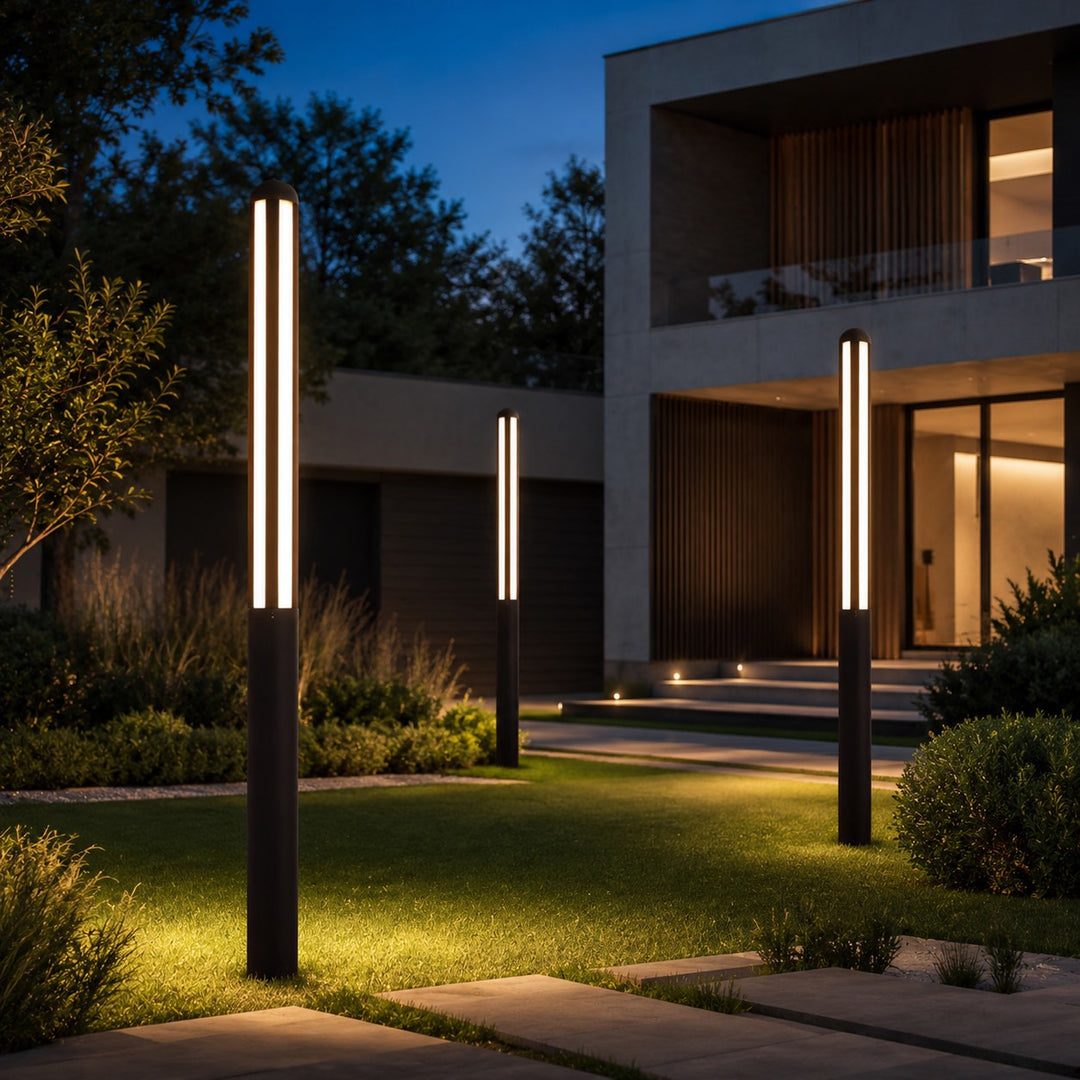 Modern Garden Bollard Light Waterproof Aluminum Adjustable LED 3000K Warm White Outdoor Lights