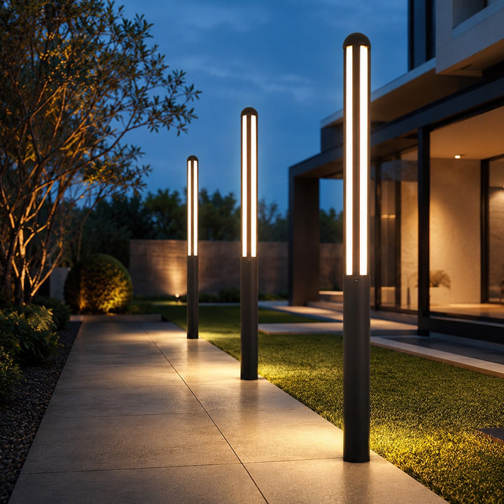 Modern Garden Bollard Light Waterproof Aluminum Adjustable LED 3000K Warm White Outdoor Lights