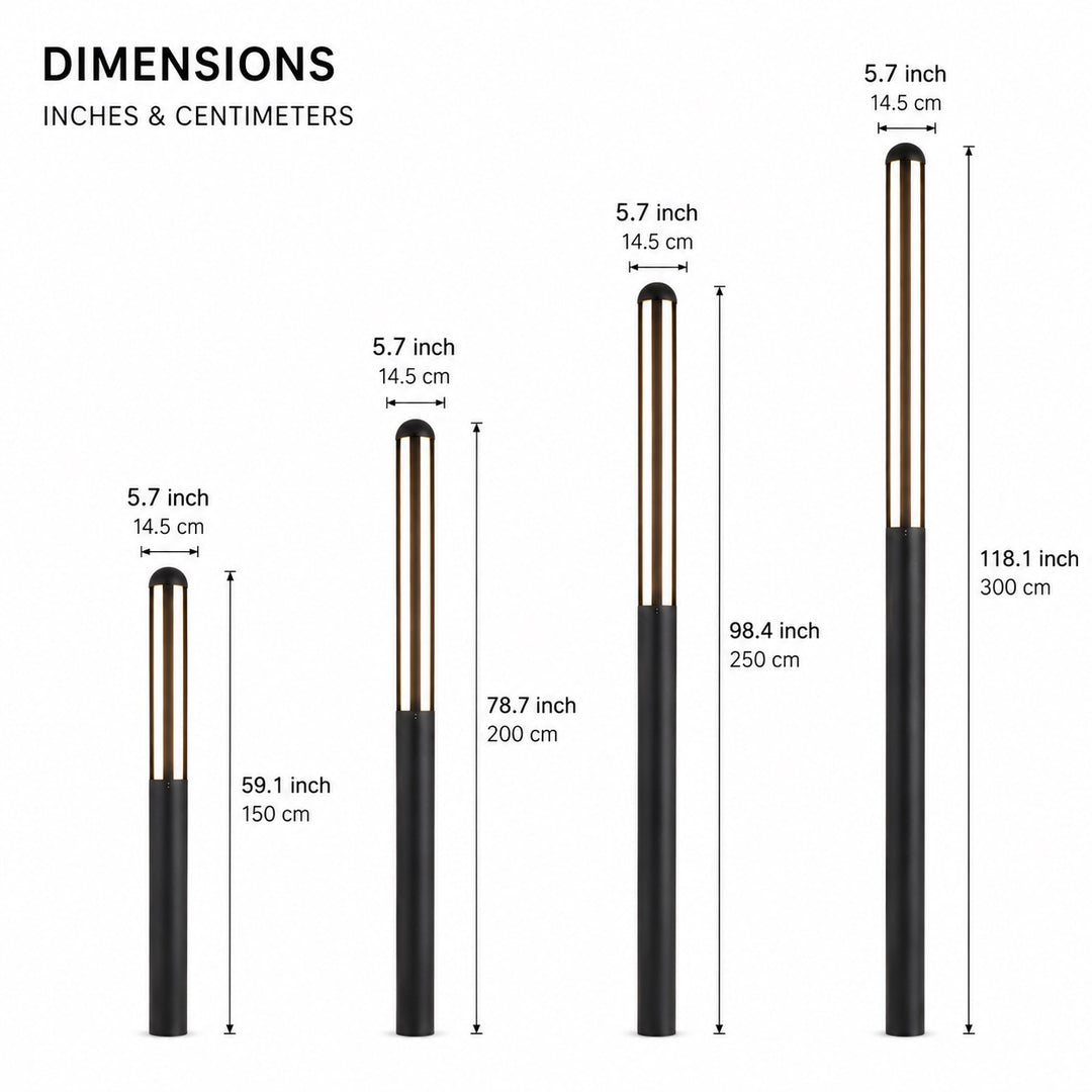 Modern Garden Bollard Light Waterproof Aluminum Adjustable LED 3000K Warm White Outdoor Lights