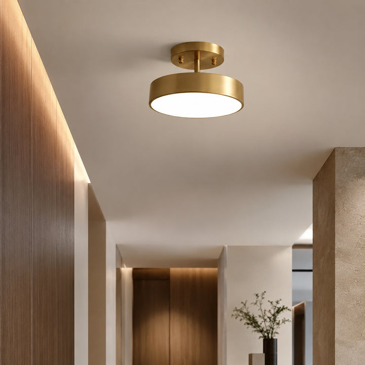 Nordic Style LED Flush Mount Ceiling Light with Copper Finish and Adjustable Color Temperature Options