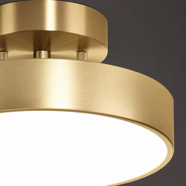 Nordic Style LED Flush Mount Ceiling Light with Copper Finish and Adjustable Color Temperature Options