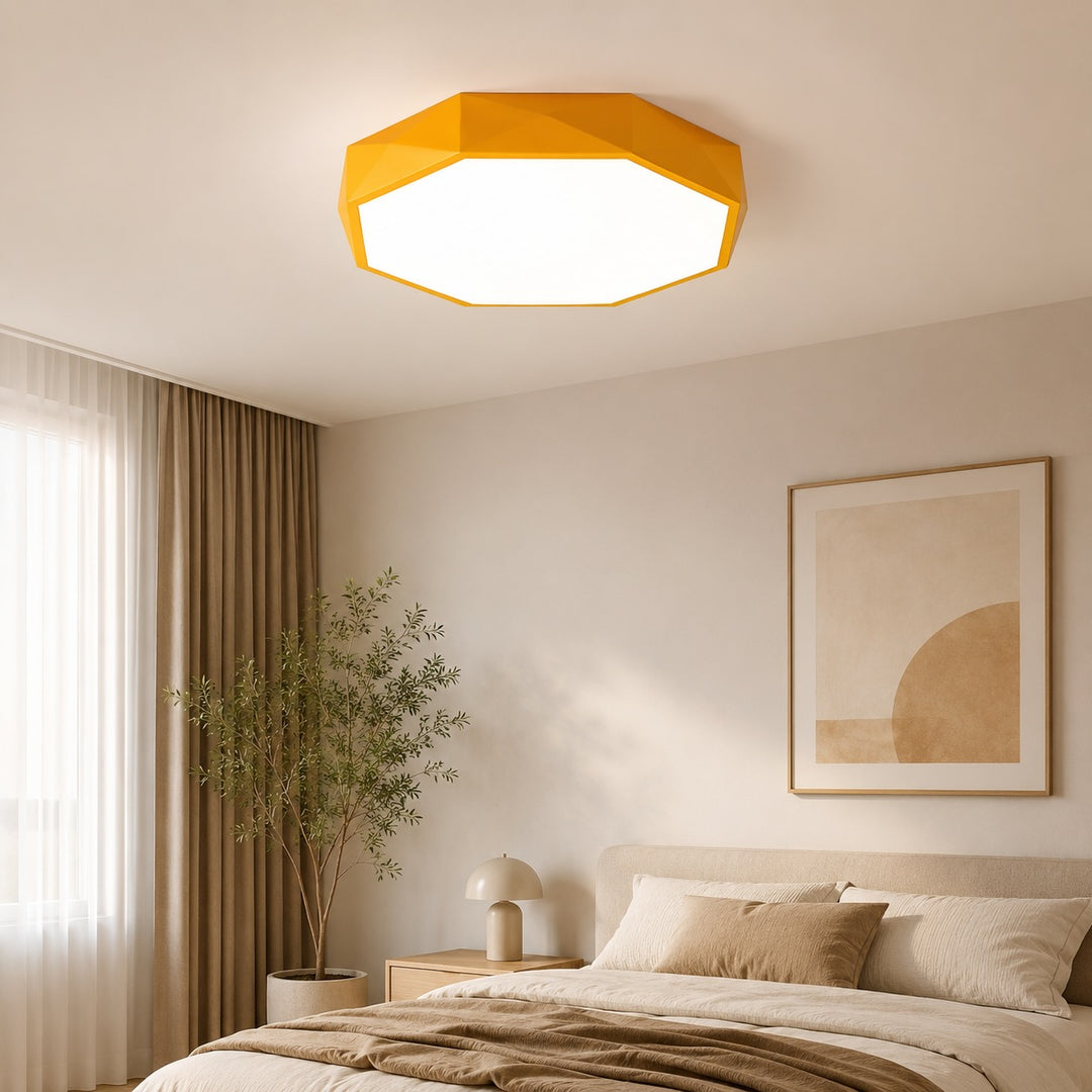 Nordic Style Flush Mount Ceiling Light LED Metal Fixture Dimmable Octagonal Design for Bedroom