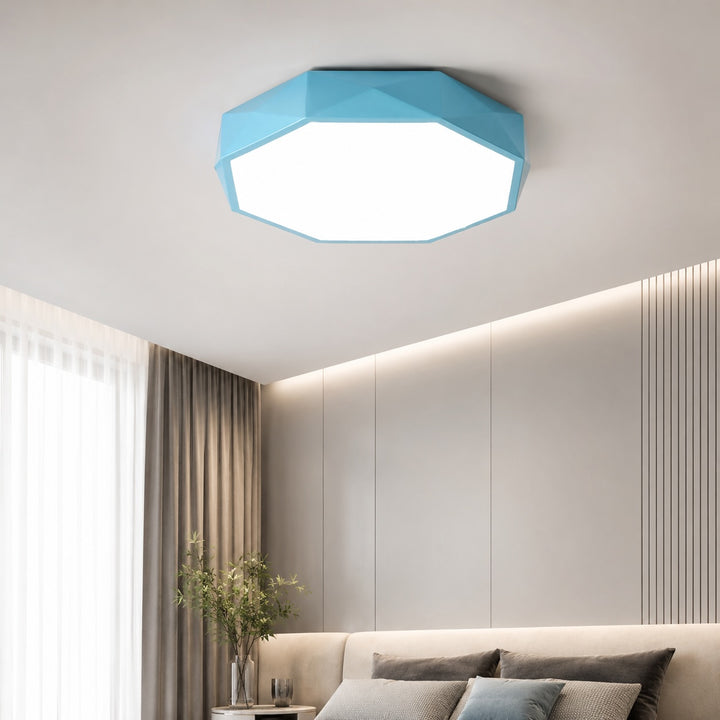 Nordic Style Flush Mount Ceiling Light LED Metal Fixture Dimmable Octagonal Design for Bedroom