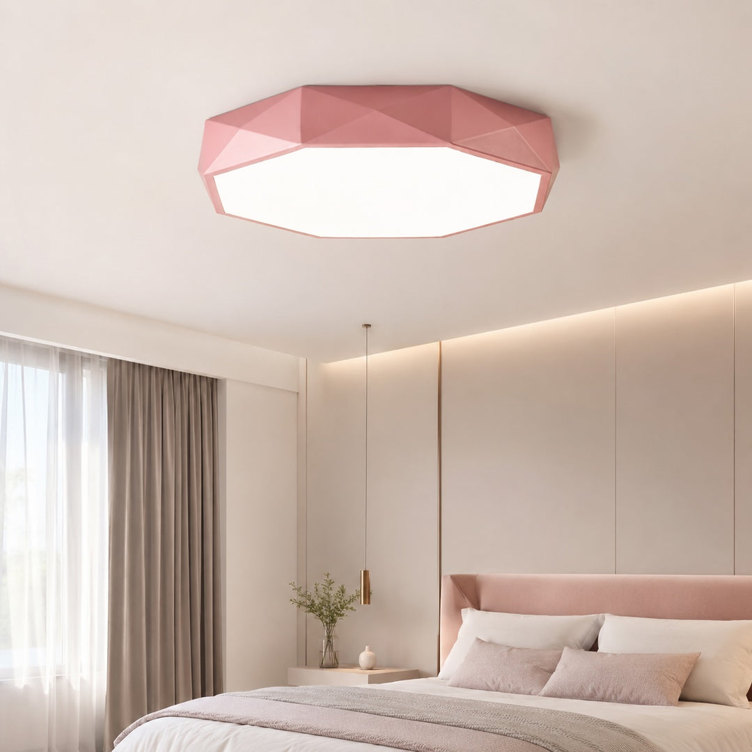 Nordic Style Flush Mount Ceiling Light LED Metal Fixture Dimmable Octagonal Design for Bedroom