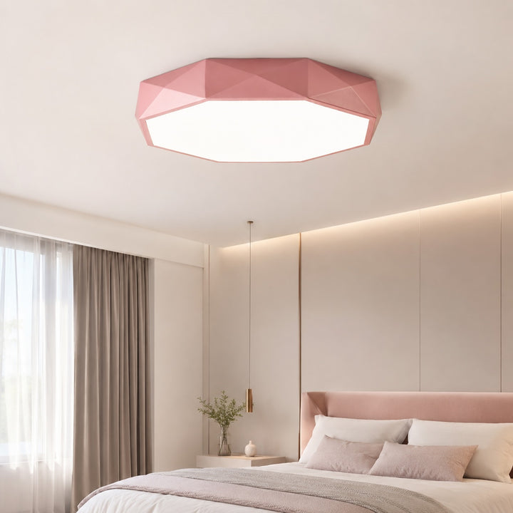 Nordic Style Flush Mount Ceiling Light LED Metal Fixture Dimmable Octagonal Design for Bedroom