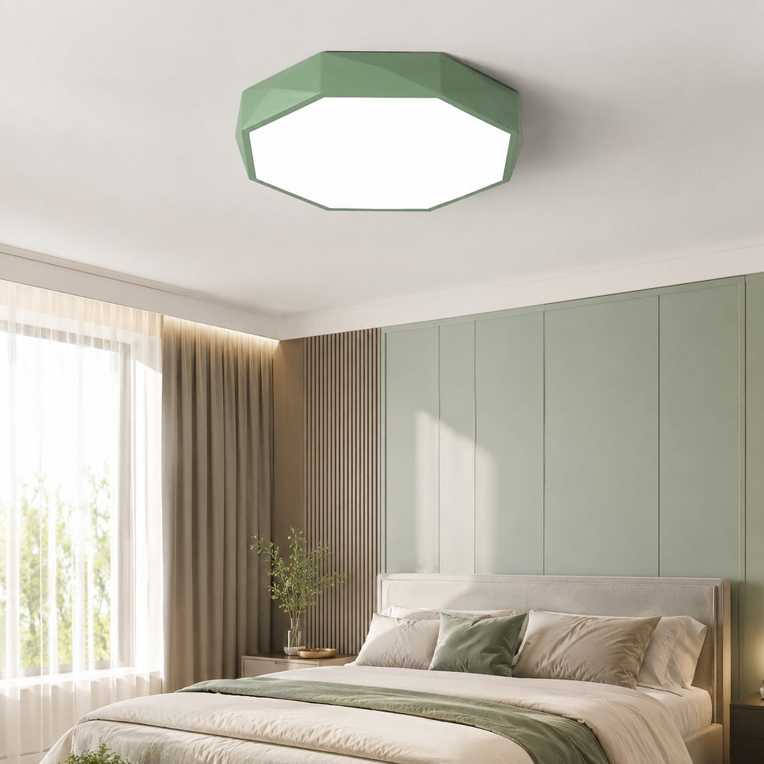 Nordic Style Flush Mount Ceiling Light LED Metal Fixture Dimmable Octagonal Design for Bedroom
