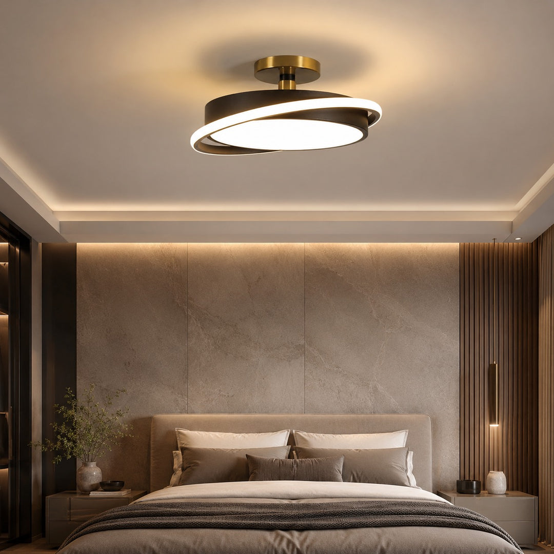 Modern Circular Flush Mount Ceiling Light Metal LED Energy Saving Fixture