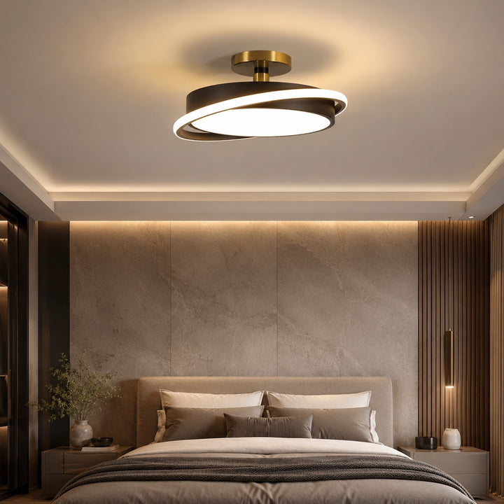 Modern Circular Flush Mount Ceiling Light Metal LED Energy Saving Fixture