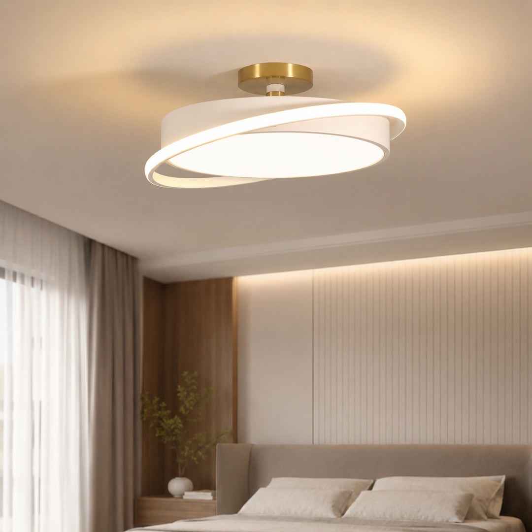 Modern Circular Flush Mount Ceiling Light Metal LED Energy Saving Fixture