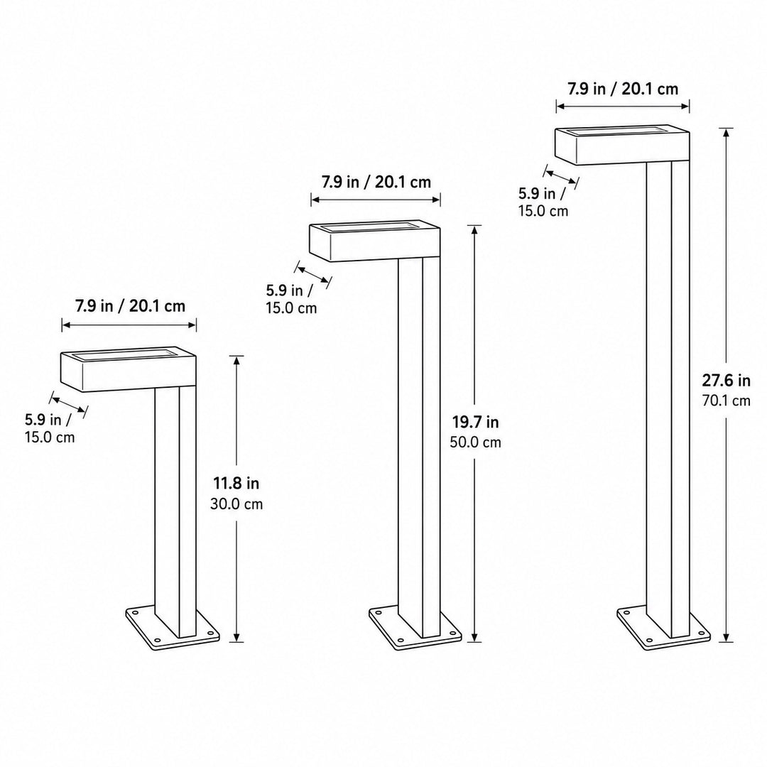 Solar Outdoor Lights Modern L Shaped Bollard Light Adjustable Height Aluminum Glass LED IP65
