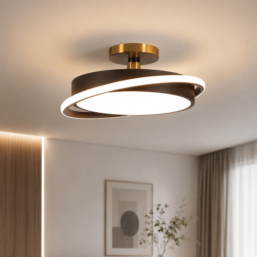 Modern Circular Flush Mount Ceiling Light Metal LED Energy Saving Fixture