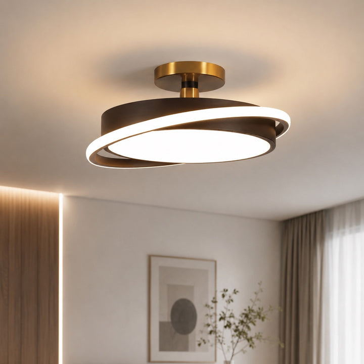 Modern Circular Flush Mount Ceiling Light Metal LED Energy Saving Fixture